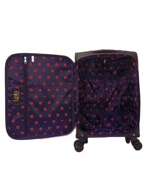 Joanna-E 55 cm zwarte dubbele cabinekoffer met 4 wielen