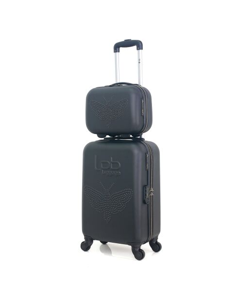 Cabinekoffer 4 enkele wielen & Vanity Francette-H 50/30cm zwart