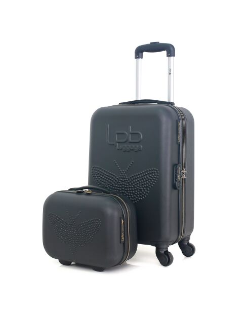 Cabinekoffer 4 enkele wielen & Vanity Francette-H 50/30cm zwart