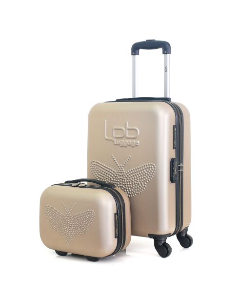 Handkoffer met 4 enkele wielen & Vanity Francette-H 50/30cm beige