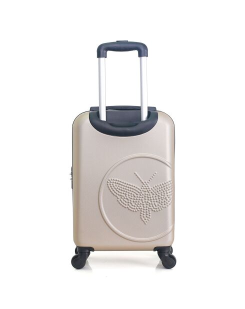 Handkoffer met 4 enkele wielen & Vanity Francette-H 50/30cm beige