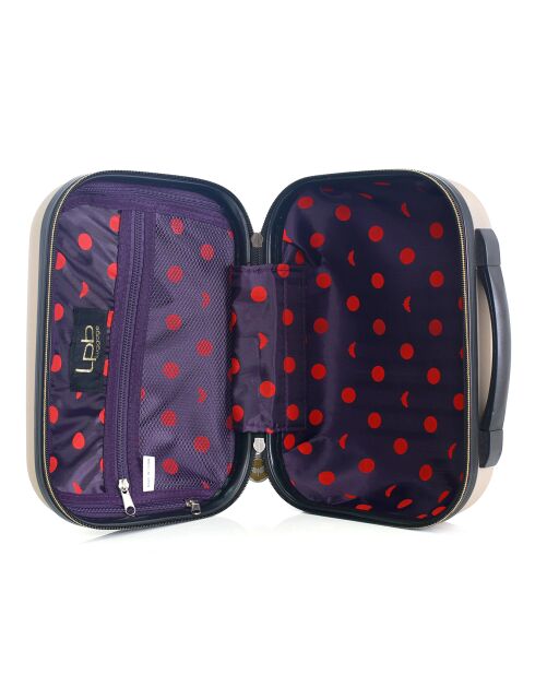 Handkoffer met 4 enkele wielen & Vanity Francette-H 50/30cm beige