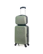 Handkoffer met 4 enkele wielen & Vanity Francette-H 50/30 cm khaki