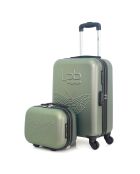 Handkoffer met 4 enkele wielen & Vanity Francette-H 50/30 cm khaki