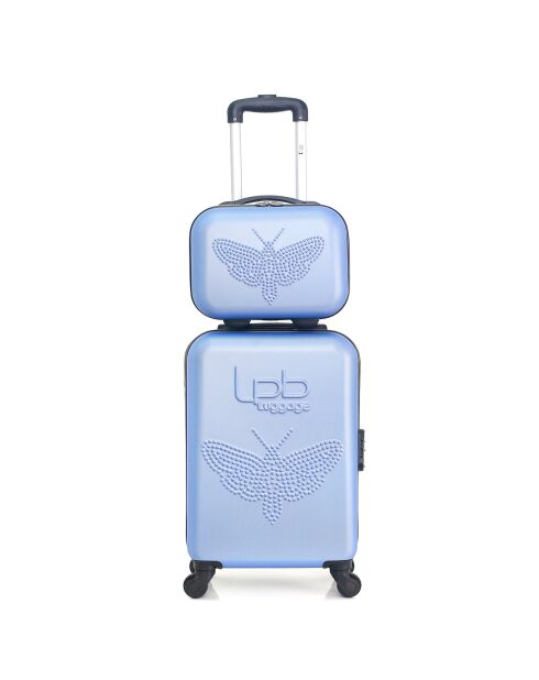 Cabinekoffer 4 enkele wielen & Vanity Francette-H 50/30cm blauw