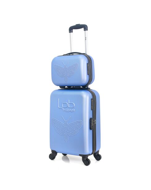 Cabinekoffer 4 enkele wielen & Vanity Francette-H 50/30cm blauw