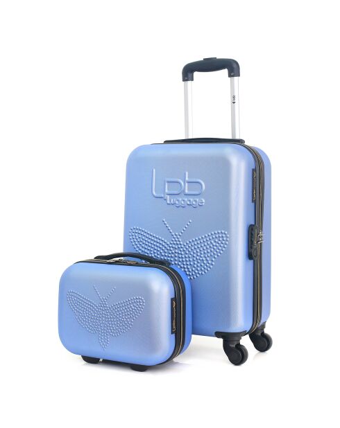 Cabinekoffer 4 enkele wielen & Vanity Francette-H 50/30cm blauw