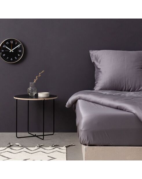 Drap housse 100% Satin de coton gris foncé