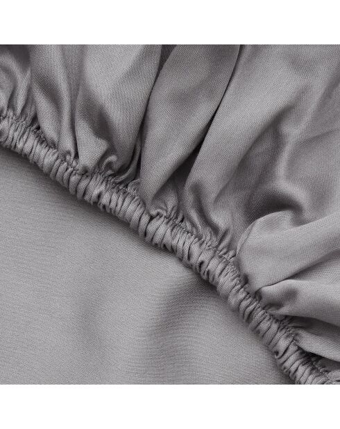 Drap housse 100% Satin de coton gris foncé