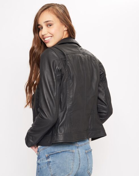 Veste en Cuir Félicie noire