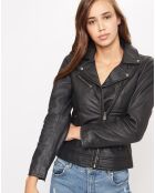 Veste en Cuir Félicie noire