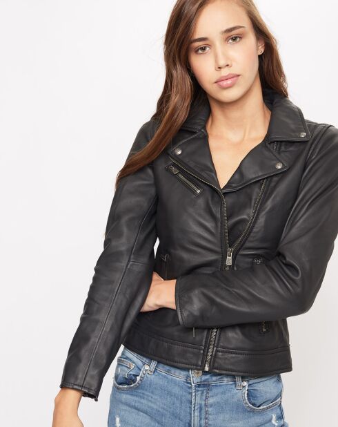 Veste en Cuir Félicie noire