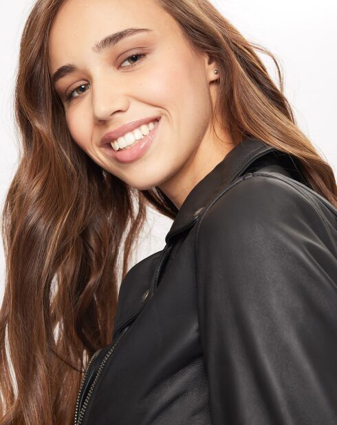 Veste en Cuir Félicie noire