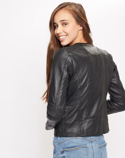 Veste en Cuir Farah noire