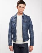Blaue Vintage-Lederjacke Boris
