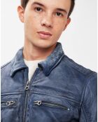 Blaue Vintage-Lederjacke Boris