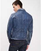 Blaue Vintage-Lederjacke Boris