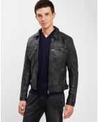 Vintage zwarte leren jas van Boris