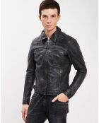 Vintage zwarte leren jas van Boris