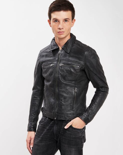 Vintage zwarte leren jas van Boris