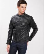 Veste en Cuir Felix noir vintage