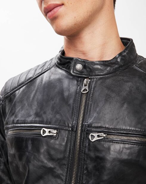 Veste en Cuir Felix noir vintage