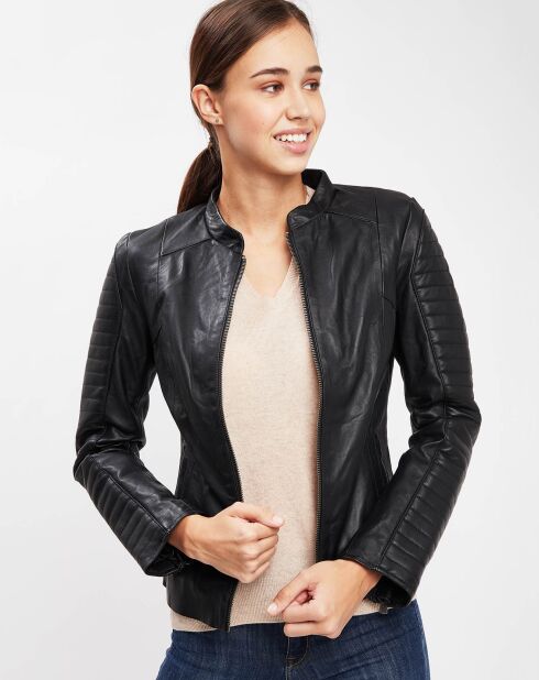 Veste en Cuir Florine noire