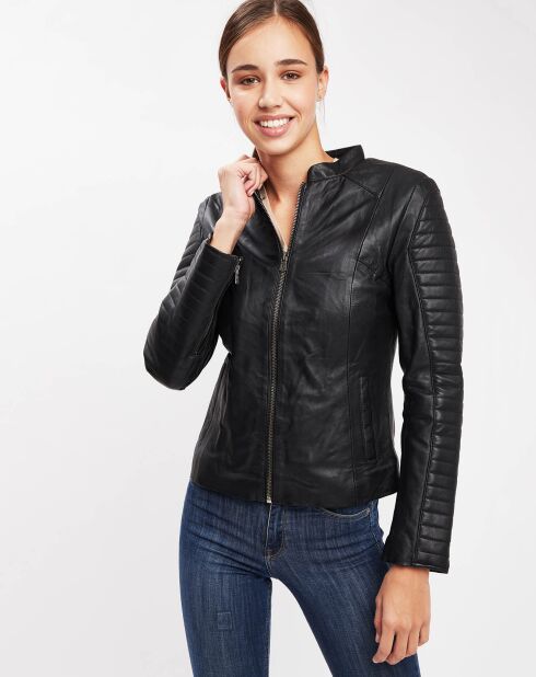 Veste en Cuir Florine noire