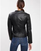 Veste en Cuir Florine noire