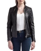 Veste en Cuir d'Agneau Isa noire