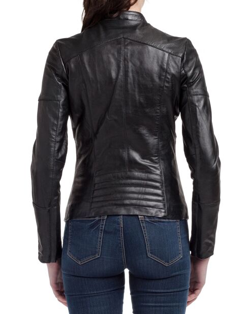 Veste en Cuir d'Agneau Isa noire