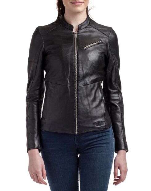 Veste en Cuir d'Agneau Isa noire