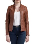 Veste en Cuir d'Agneau Isa cognac