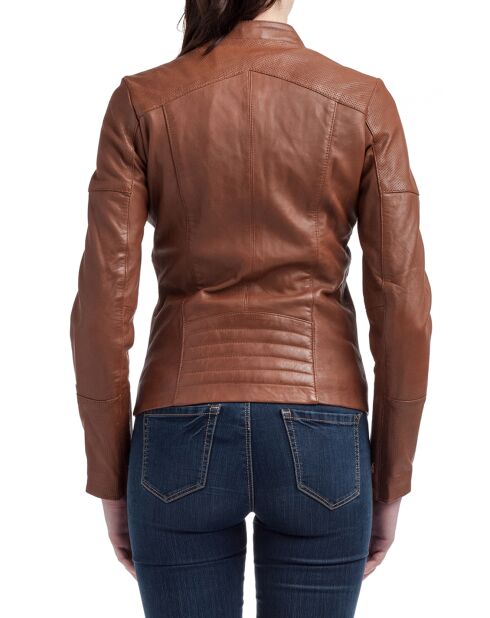 Veste en Cuir d'Agneau Isa cognac