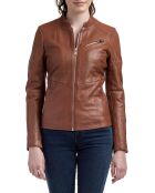 Veste en Cuir d'Agneau Isa cognac