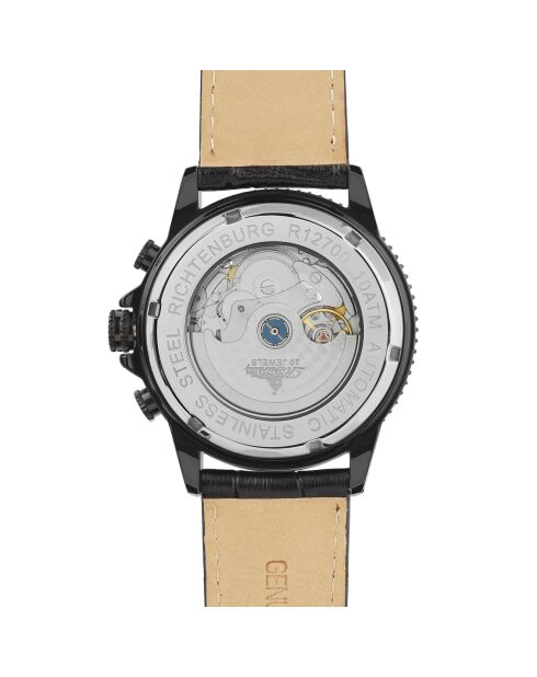 Montre automatique Homme en Cuir Threeway noire