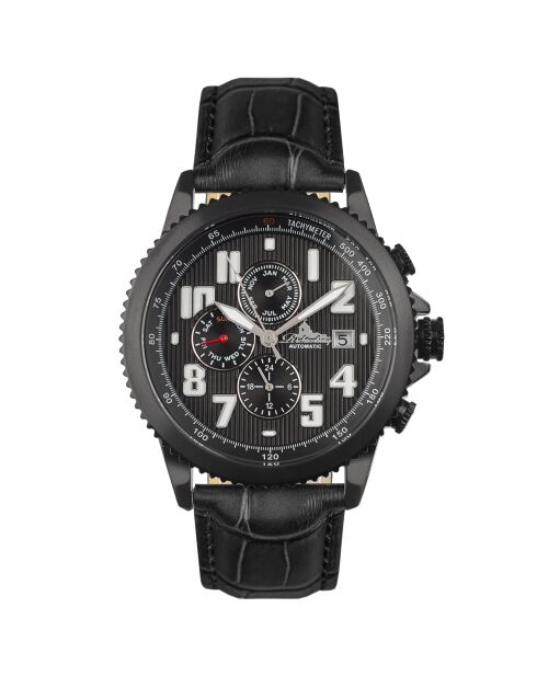 Montre automatique Homme en Cuir Threeway noire