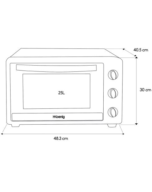 FO25 schwarzer Kompaktofen - 25L