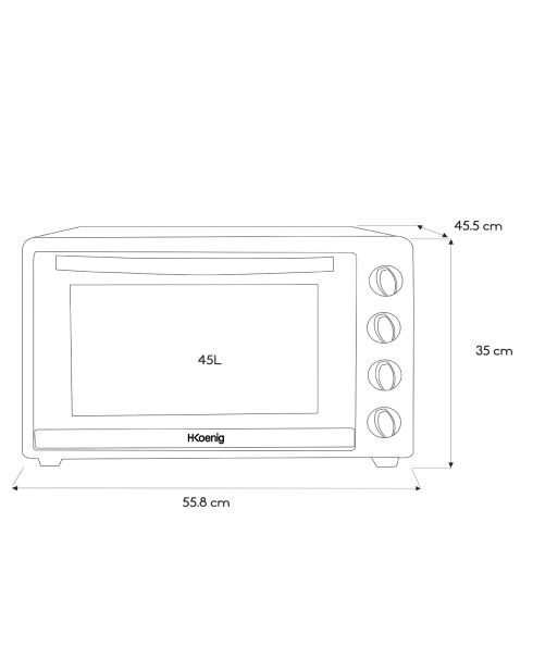 FO45 45L schwarzer Elektroofen - 2000W