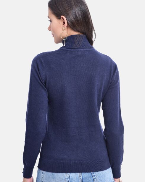 Pull en Cachemire & Soie mélangés bleu nuit