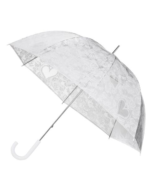Parapluie droit cloche transparent/blanc