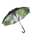Parapluie long à ouverture automatique et anti-UV noir/imprimé forêt