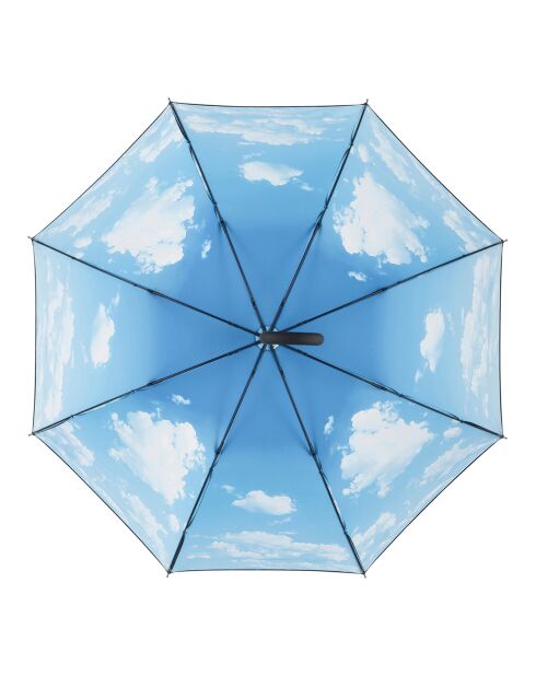 Langer Schirm mit automatischer Öffnung und UV-Schutzdruck in Schwarz/Wolkenform