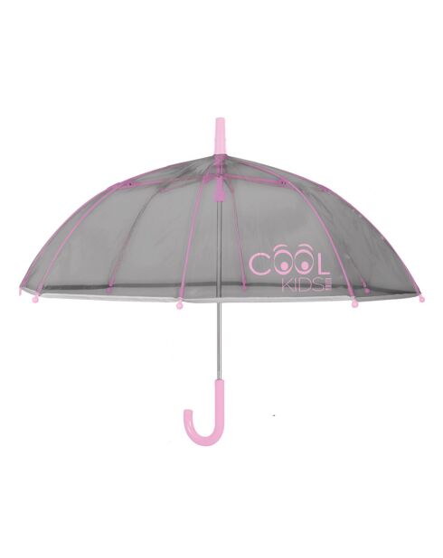 Parapluie cloche enfant transparent gris/rose