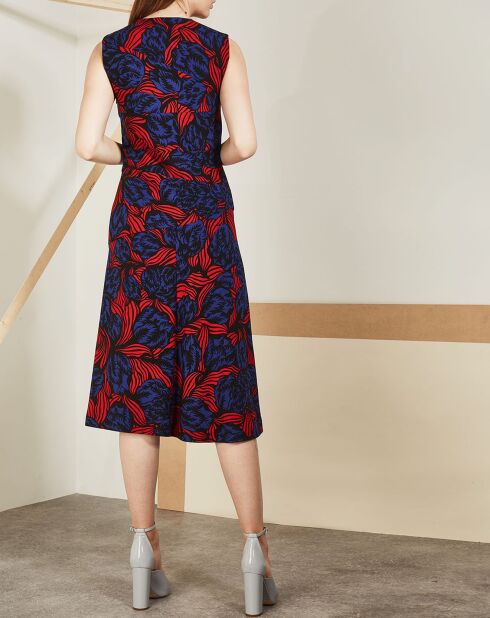 Robe en Laine à imprimé fleuri Ventaglio bleu/rouge