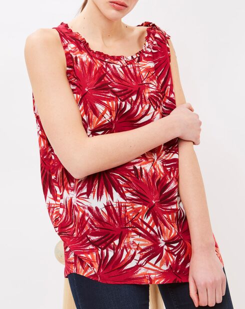 Top Hawai avec imprimé tropical rose