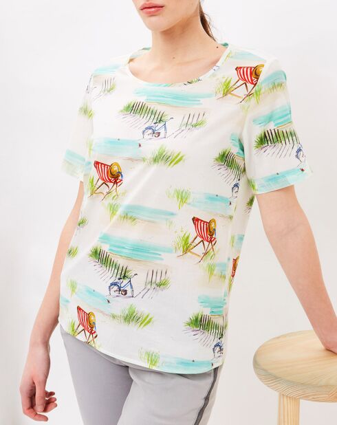 Hobb T-shirt met veelkleurige strandprint