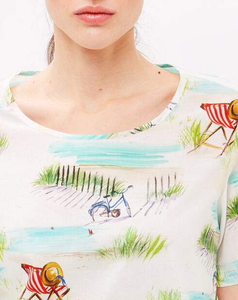 Hobb T-shirt met veelkleurige strandprint