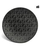 6 Assiettes à dessert Black Japan en Grès noires - D.20.5 cm