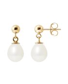 Orecchini in oro giallo con perle d'acqua dolce, pere bianche naturali